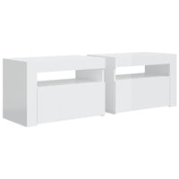 Comodini 2 pz con LED Bianco Lucido 60x35x40 cm cod mxl 53259