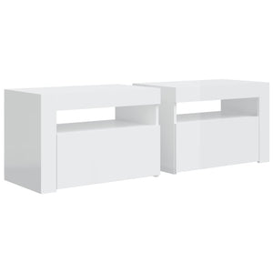 Comodini 2 pz con LED Bianco Lucido 60x35x40 cm cod mxl 53259