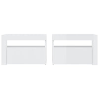 Comodini 2 pz con LED Bianco Lucido 60x35x40 cm cod mxl 53259