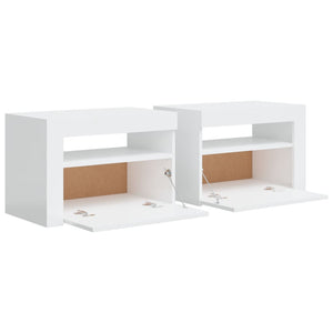 Comodini 2 pz con LED Bianco Lucido 60x35x40 cm cod mxl 53259