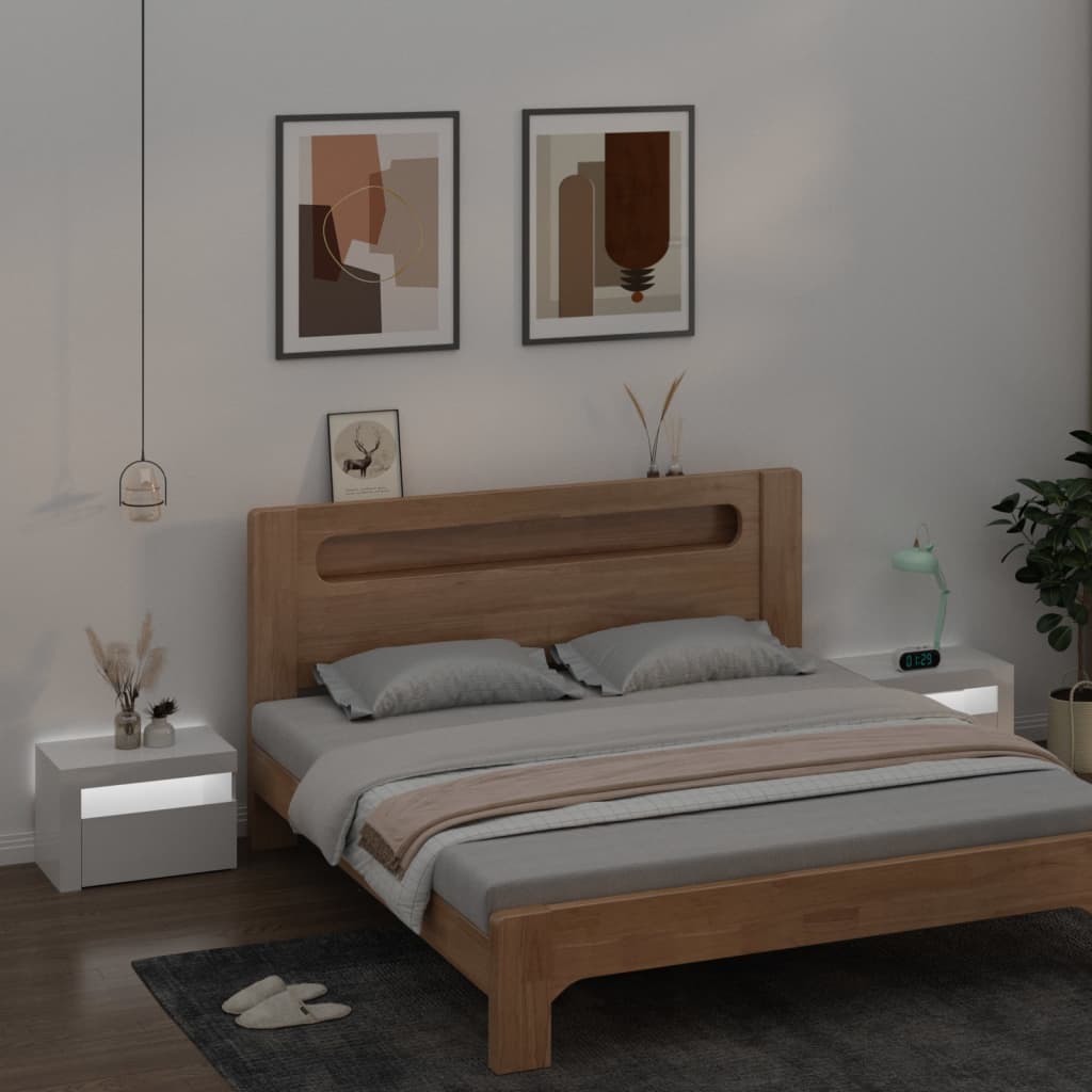 Comodini 2 pz con LED Bianco Lucido 60x35x40 cm cod mxl 53259