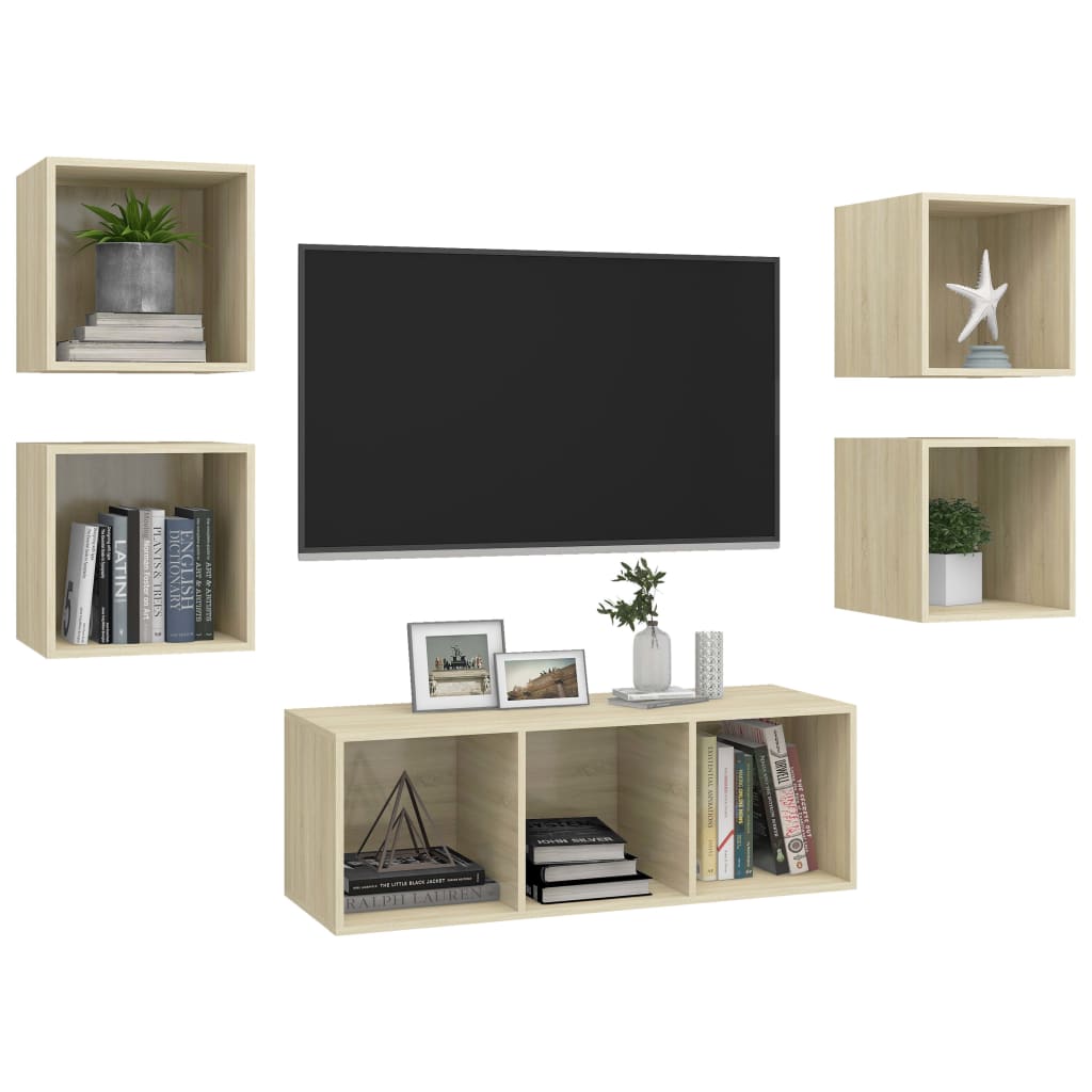 Set Mobili TV 5 pz Rovere Sonoma in Legno Multistrato 3079613