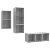 Set Mobili TV 3 pz-Set di 3 Credenza per TV Grigio Cemento in Legno Multistrato