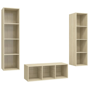 Set Porta TV 3 pz-Set di 3 Credenza per TV Rovere Sonoma in Truciolato 453805