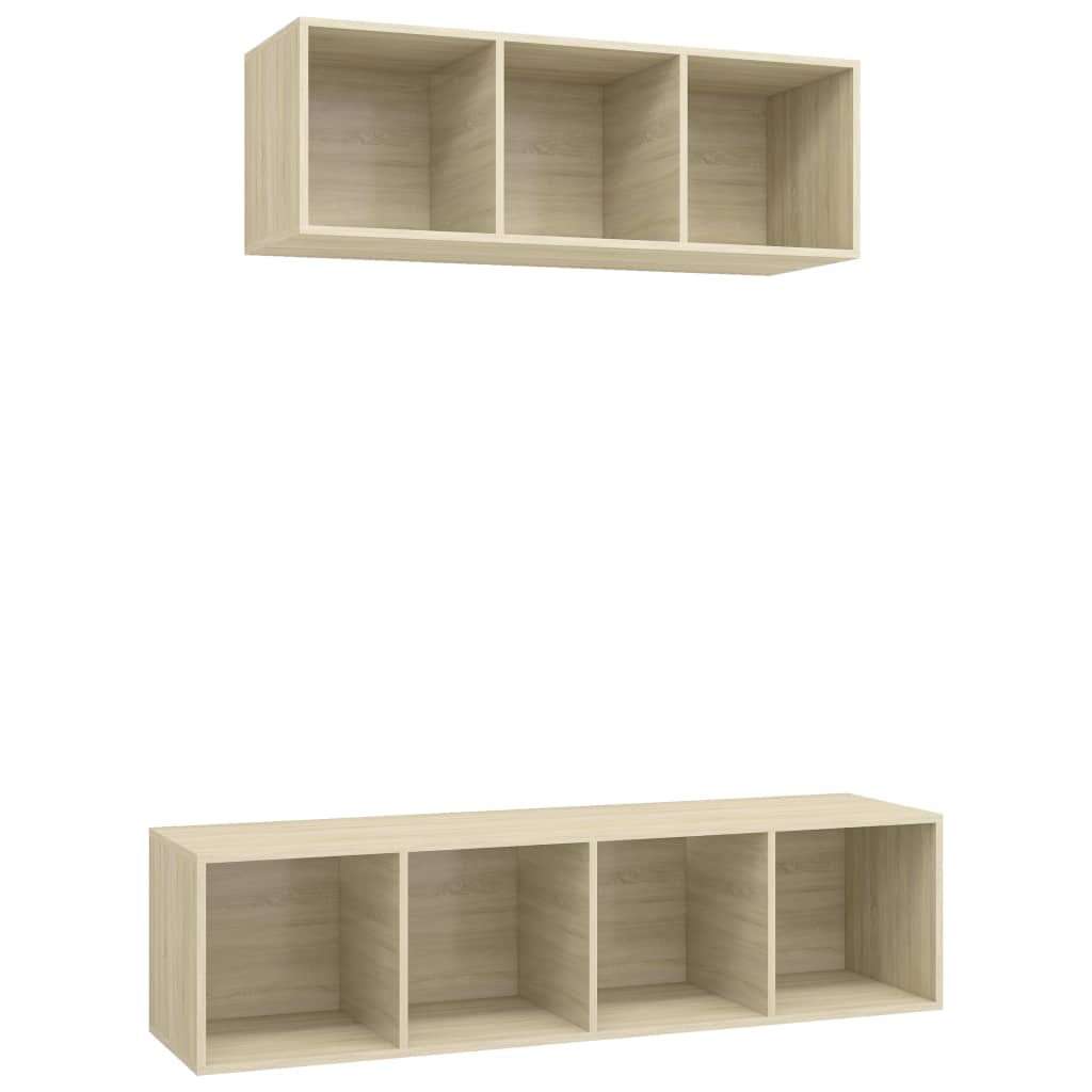 Set Porta TV 2 pz-Set di 2 Credenza per TV Rovere Sonoma in Truciolato 566435