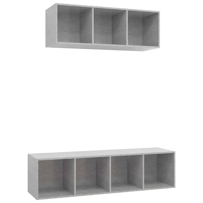 Set Porta TV 2 pz-Set di 2 Credenza per TV Grigio Calcestruzzo in Truciolato