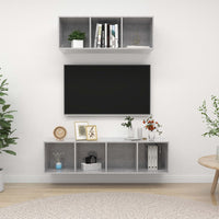 Set Porta TV 2 pz-Set di 2 Credenza per TV Grigio Calcestruzzo in Truciolato