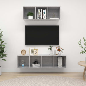Set Porta TV 2 pz-Set di 2 Credenza per TV Grigio Calcestruzzo in Truciolato