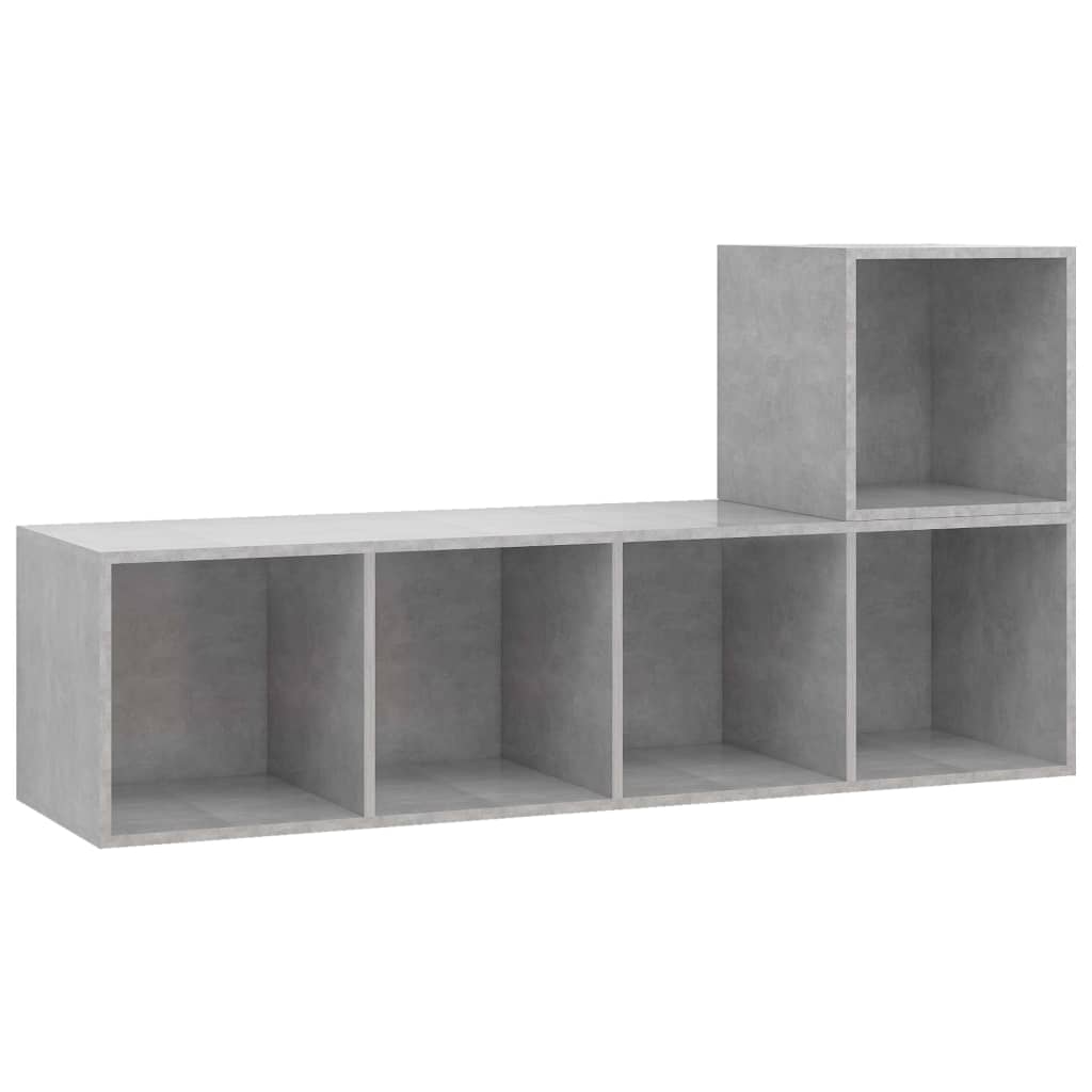 Set Porta TV 2 pz-Set di 2 Credenza per TV Grigio Cemento in Truciolato