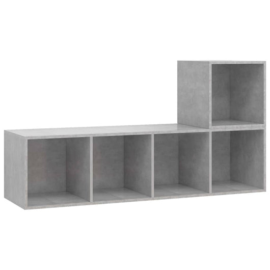 Set Porta TV 2 pz-Set di 2 Credenza per TV Grigio Cemento in Truciolato