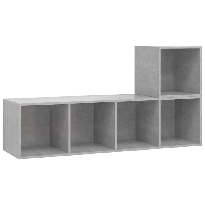Set Porta TV 2 pz-Set di 2 Credenza per TV Grigio Cemento in Truciolato