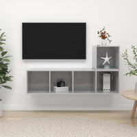 Set Porta TV 2 pz-Set di 2 Credenza per TV Grigio Cemento in Truciolato