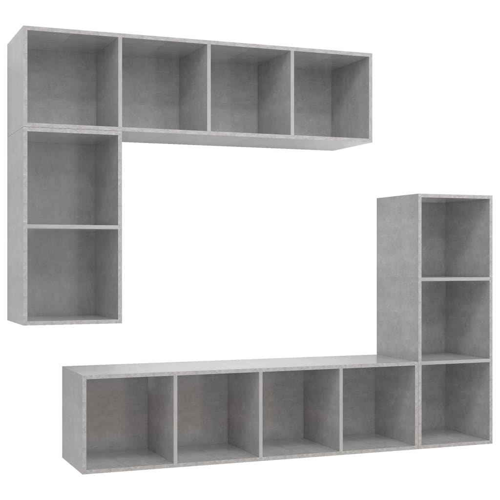 Set di Mobili Porta TV 4 pz Grigio Cemento in Legno Multistrato 3079821
