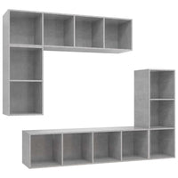 Set di Mobili Porta TV 4 pz Grigio Cemento in Legno Multistrato 3079821