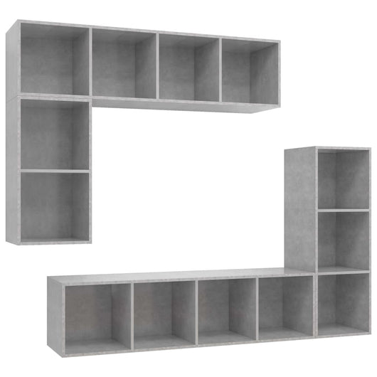 Set di Mobili Porta TV 4 pz Grigio Cemento in Legno Multistrato 3079821
