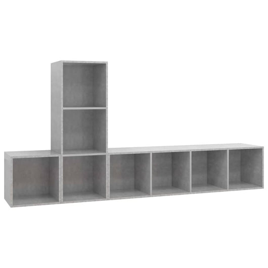 Set Porta TV 3 pz-Set di 3 Credenza per TV Grigio Cemento in Truciolato 195364