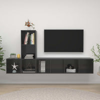 Set Mobile TV 3 pz Grigio Lucido in Truciolato 3079834