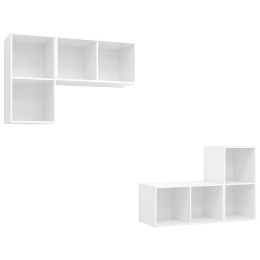 Mobili TV a Parete 4 pz-Set di 4 Credenza per TV sospesa Bianco in Legno Multistrato