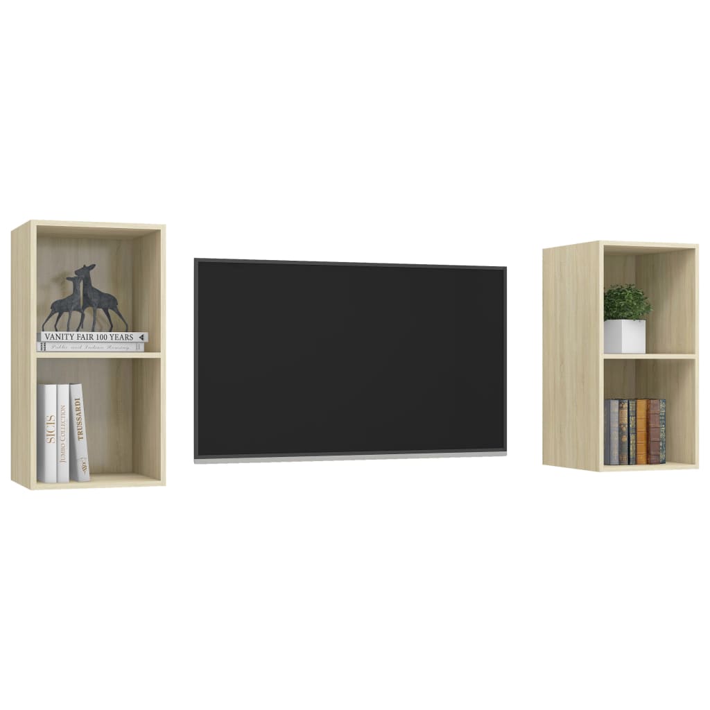 Mobile TV a Parete 2 pz Rovere Sonoma in Truciolato 3079847