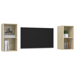 Mobile TV a Parete 2 pz Rovere Sonoma in Truciolato 3079847