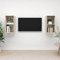 Mobile TV a Parete 2 pz Rovere Sonoma in Truciolato 3079847