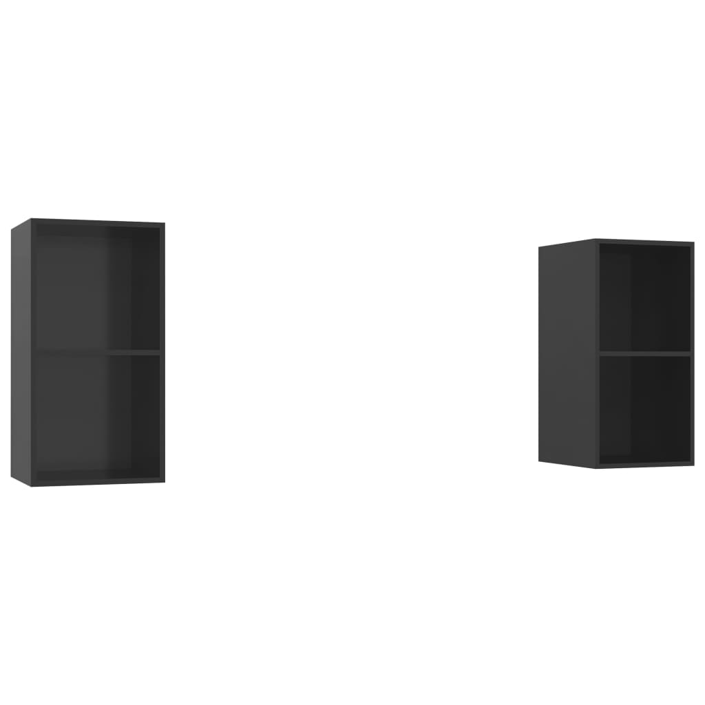 Mobile TV a Parete 2 pz Nero Lucido in Truciolato 3079851