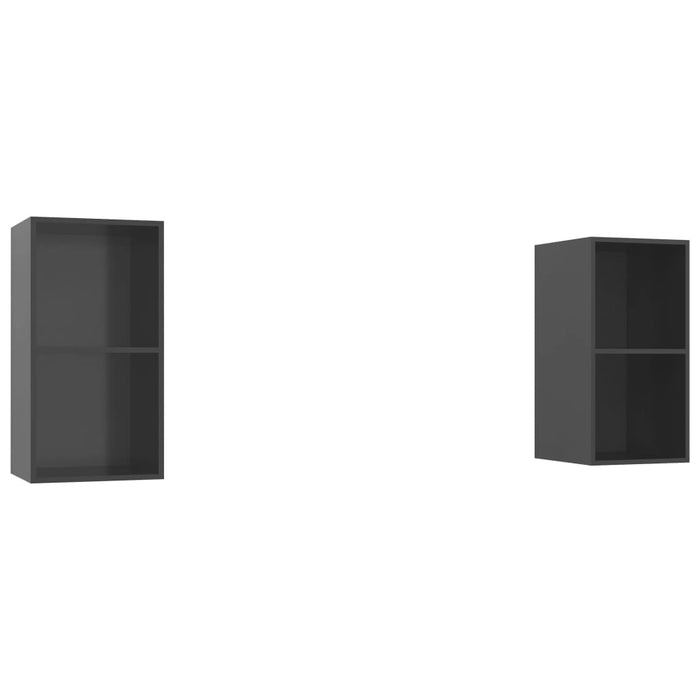 Mobile TV a Parete 2 pz-Set di 2 Mobile TV a Muro Grigio Lucido in Truciolato