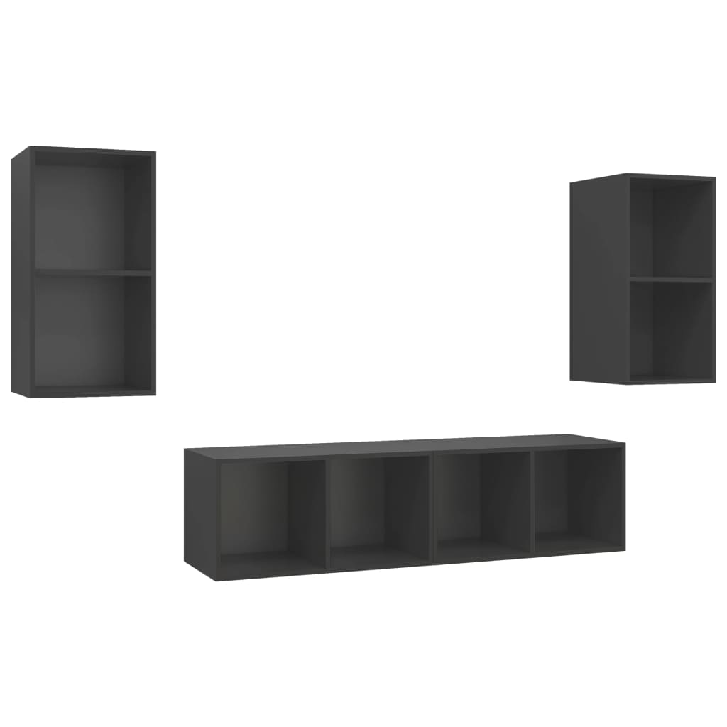 Mobile TV a Parete 4 pz Grigio in Truciolato 3079873