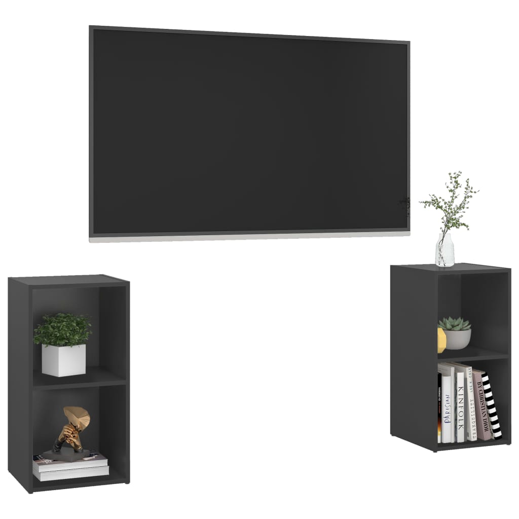 Mobili Porta TV 2 pz Grigio 72x35x36,5 cm in Legno Multistrato 3079900