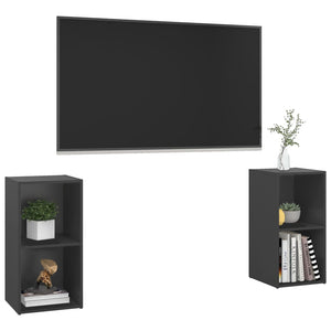 Mobili Porta TV 2 pz Grigio 72x35x36,5 cm in Legno Multistrato 3079900