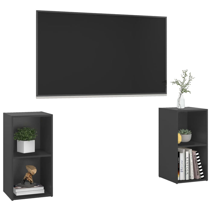 Mobili Porta TV 2 pz Grigio 72x35x36,5 cm in Legno Multistrato 3079900