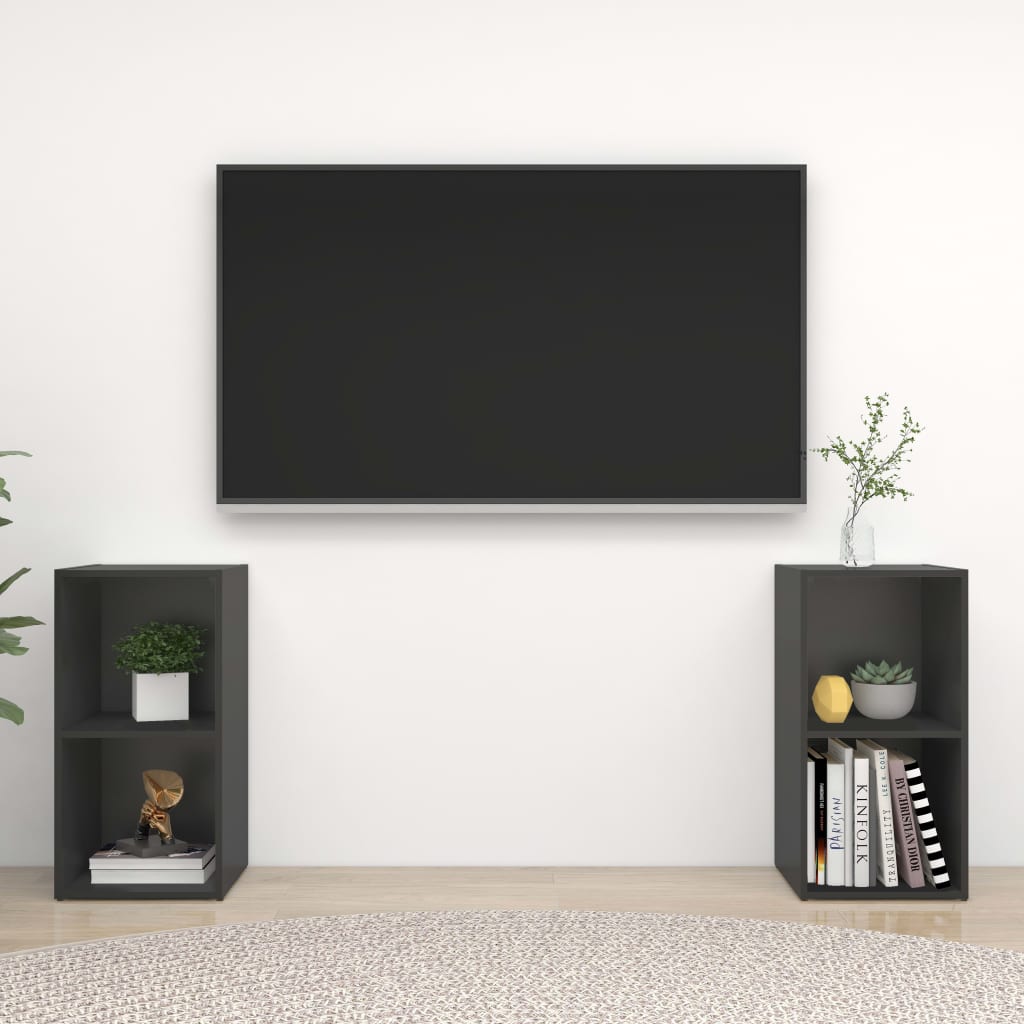 Mobili Porta TV 2 pz Grigio 72x35x36,5 cm in Legno Multistrato 3079900