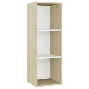 Mobili TV 2 pz Bianco e Sonoma 107x35x37cm in Legno Multistrato 3079939