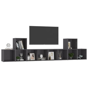 Set Mobili TV 5 pz Grigio Lucido in Legno Multistrato 3080014