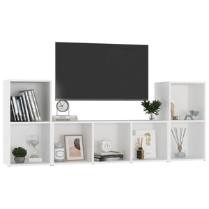 Set Mobili Porta TV 3 pz Bianco in Legno Multistrato 3080015