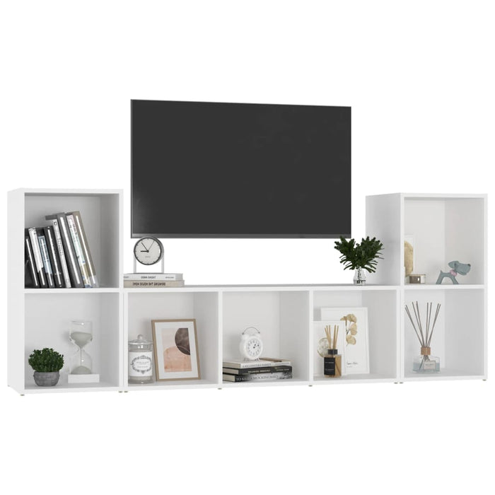 Set Mobili Porta TV 3 pz Bianco in Legno Multistrato 3080015