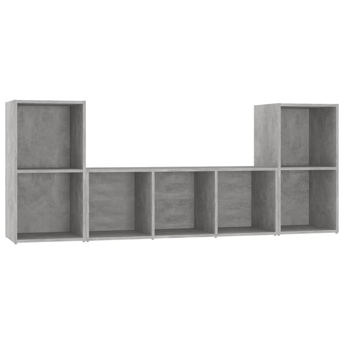 Set Mobile TV 3 pz-Set di 3 Credenza per TV Grigio Cemento in Legno Multistrato