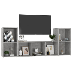 Set Mobile TV 3 pz Grigio Cemento in Legno Multistrato 3080019