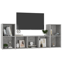Set Mobile TV 3 pz-Set di 3 Credenza per TV Grigio Cemento in Legno Multistrato