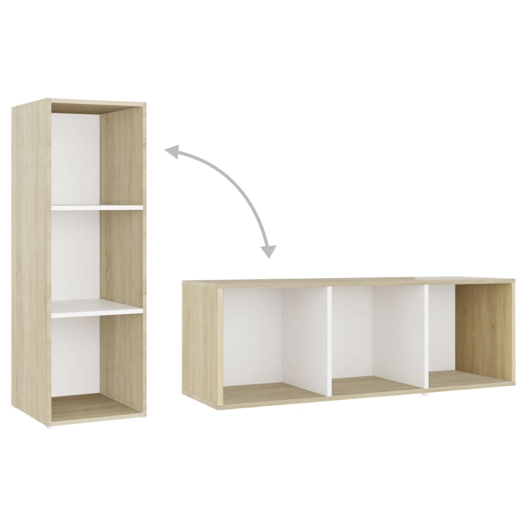 Mobili TV 4 pz Bianco e Sonoma 107x35x37cm in Legno Multistrato 3080038