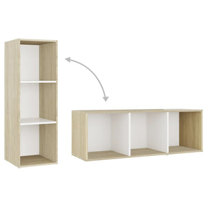 Mobili TV 4 pz Bianco e Sonoma 107x35x37cm in Legno Multistrato 3080038