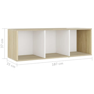 Mobili TV 4 pz Bianco e Sonoma 107x35x37cm in Legno Multistrato 3080038