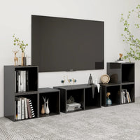 Set Mobili TV 6 pz-Set di 6 Credenza per TV Grigio Lucido in Legno Multistrato