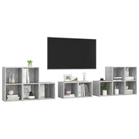 Set Mobile TV 8 pz Grigio Cemento in Legno Multistrato 3080064