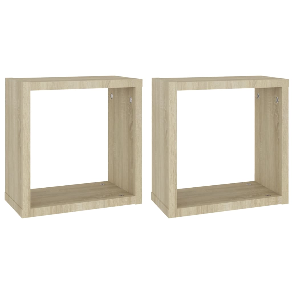 Mensole da Parete a Cubo 2 pz Rovere Sonoma 30x15x30 cm cod mxl 56211