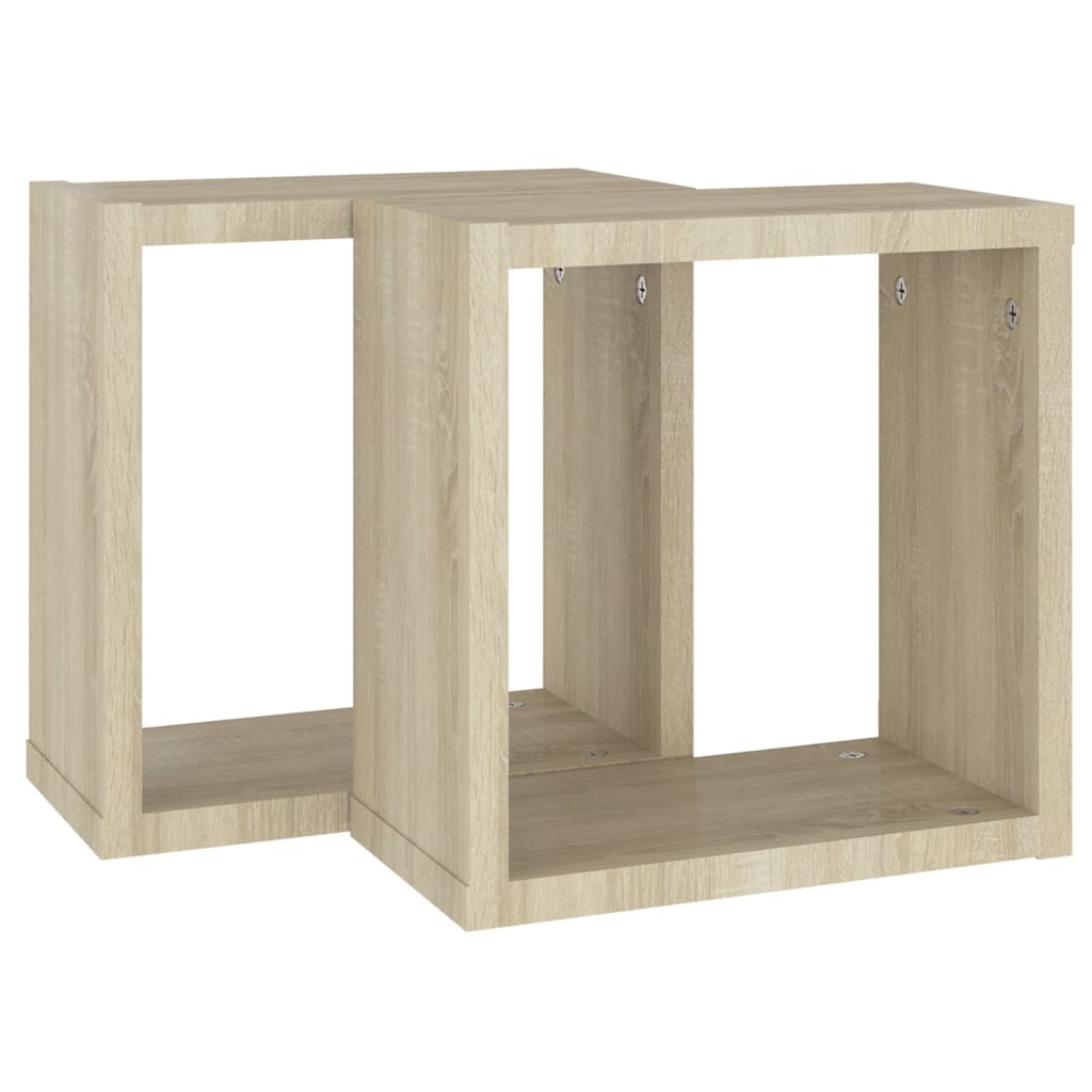 Mensole da Parete a Cubo 2 pz Rovere Sonoma 30x15x30 cm cod mxl 56211