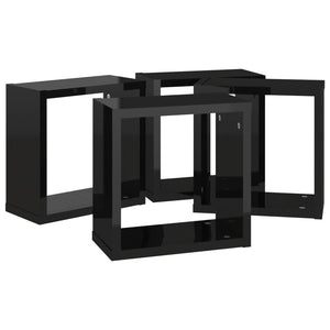 Mensole Parete a Cubo 4 pz Nero Lucido 30x15x30 cm 807020