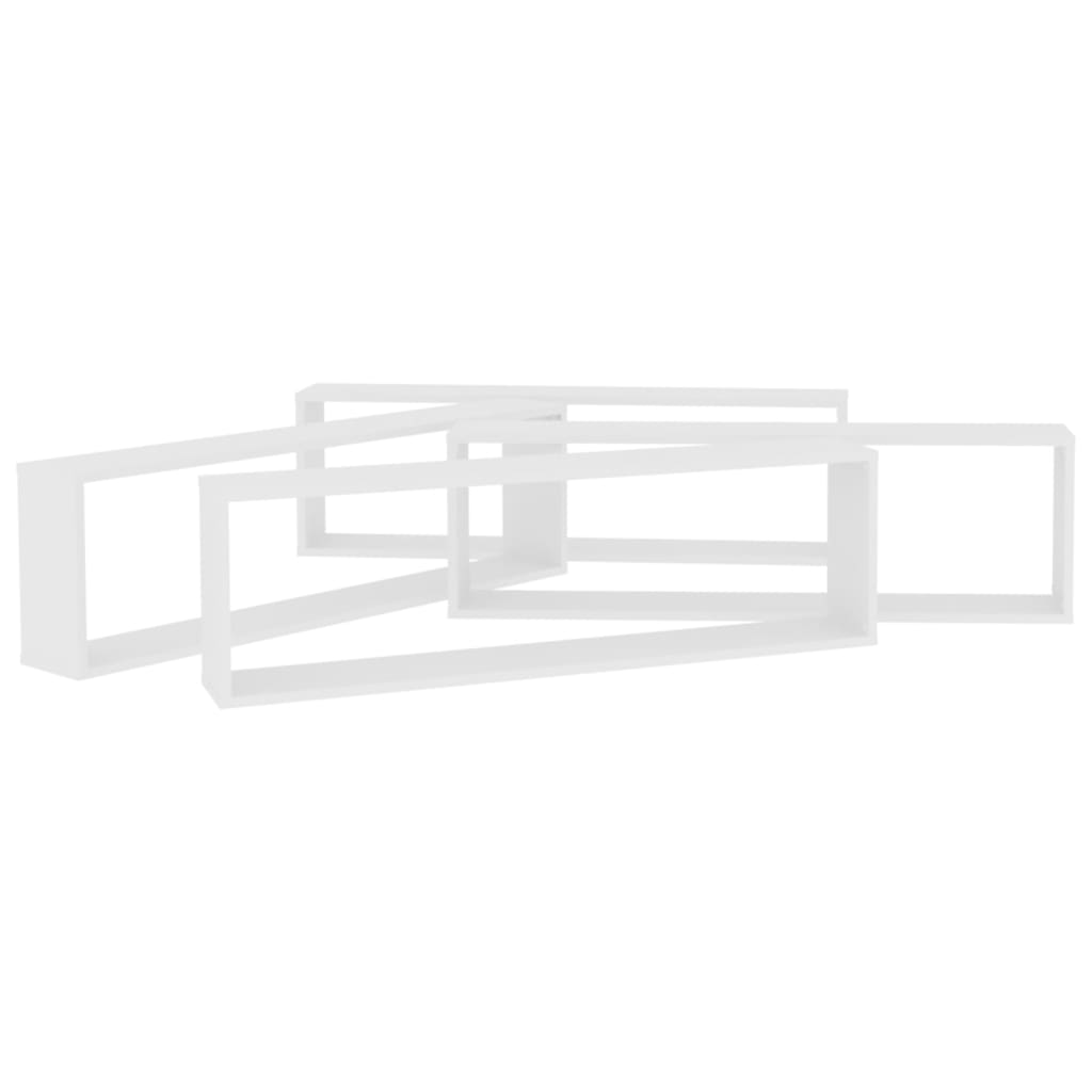 Mensole Parete a Cubo 4 pz Bianco 100x15x30 cm in Multistrato 807080