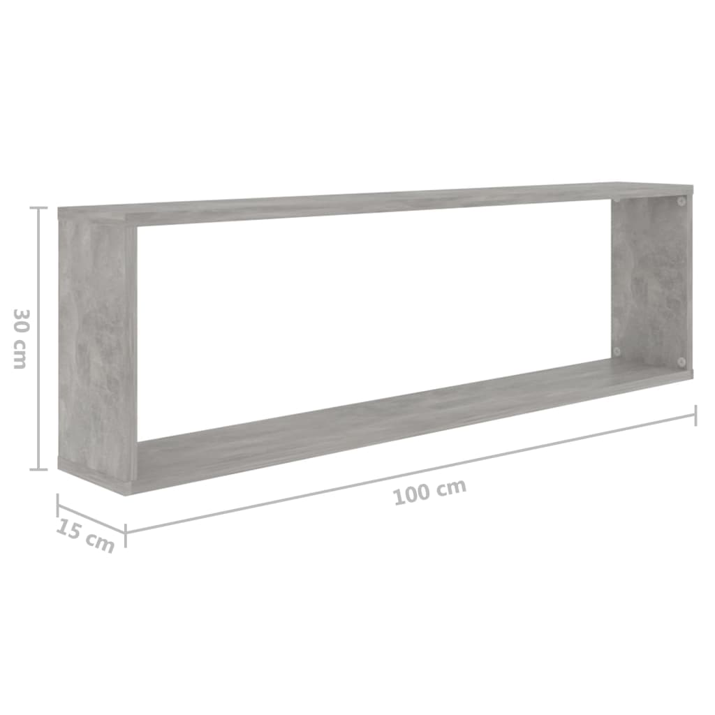 Mensole a Cubo 2 pz Grigio Cemento 100x15x30 cm in Truciolato cod mxl 51865