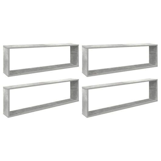 Mensole Parete Cubo 4pz Grigio Cemento 100x15x30 cm Multistrato 807092